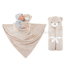 Baby-Decke, die Säuglingsschlafsack-Bademantel-Tuch mit nettem Tierkopf 76x76cm wickelt, halten Baby warm